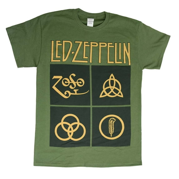 Led Zeppelin Black Box Symbols T-Shirt - Military Green - Small
