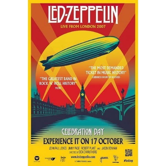 Led Zeppelin Celebration Day Poster Metal Sign 8inx 12in Metal Print 8x12 Square Adults Poster Time