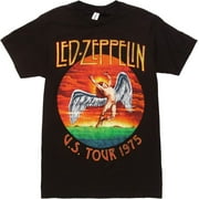 FLAICU Led Zeppelin Classic Rock Band US 1975 Tour Mens Graphic Short Sleeve Crewneck T-Shirt