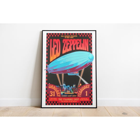 Led Zeppelin Concert Poster, Vintage 70s Rock Band Wall Art, Studio & Man Cave Decor, Size 24x36 Unframed Poster