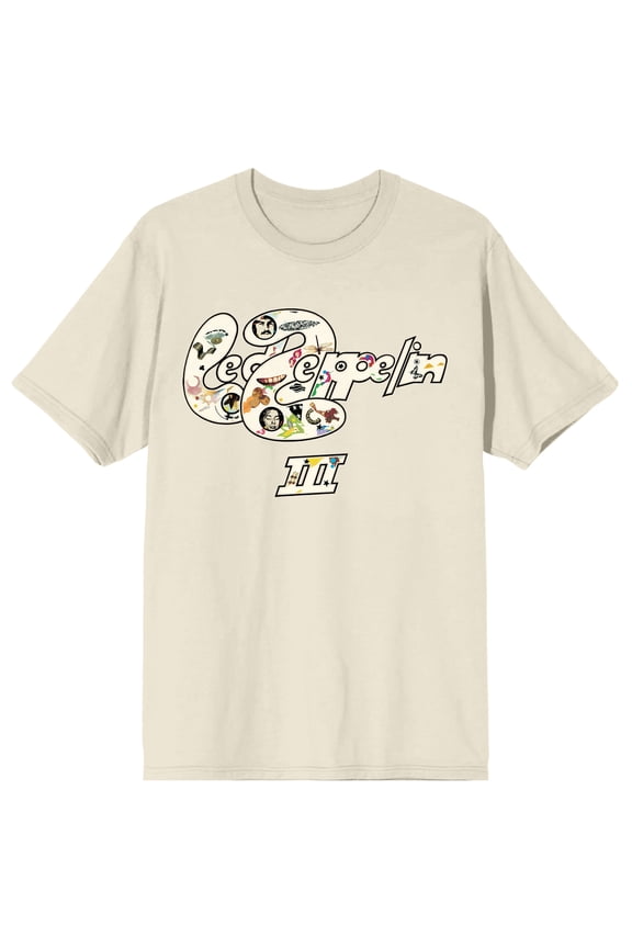 Led Zeppelin III Art Mask Adult Natural Crew Neck Short Sleeve T-shirt - 3XL