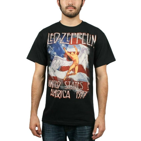 Led Zeppelin Men's America 1977 US Tour T-Shirt Black L