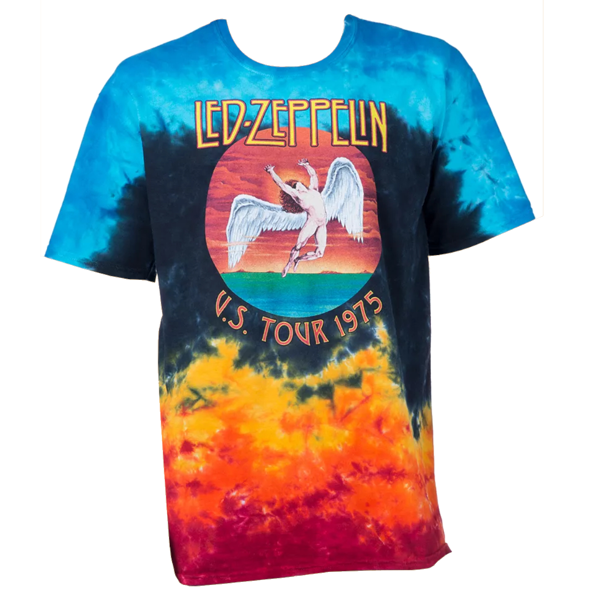 T-Shirt Uomo Led Zeppelin US Tour 1975 Flag - Nero, Cotone 100%, Taglia XL - Maglia Ufficiale Rock Off