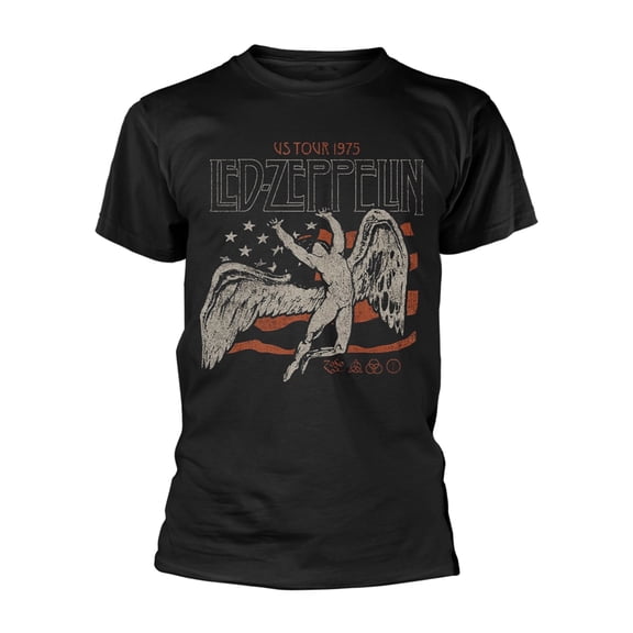 Led Zeppelin Men's US 1975 Tour Flag T-Shirt Black 2X-Large | Officially Licensed Merchandise