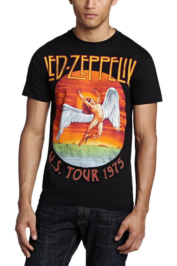 Led Zeppelin Men's USA Tour 1975 T-Shirt Black Medium | Officially Licensed Merchandise