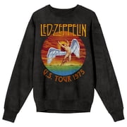 Led Zeppelin Rainbow Icon Adult Mineral Wash Black Salt Crew Neck Long Sleeve Sweatshirt - Large