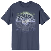 Led Zeppelin Record Logo Adult Navy Crew Neck Short Sleeve T-shirt - Medium