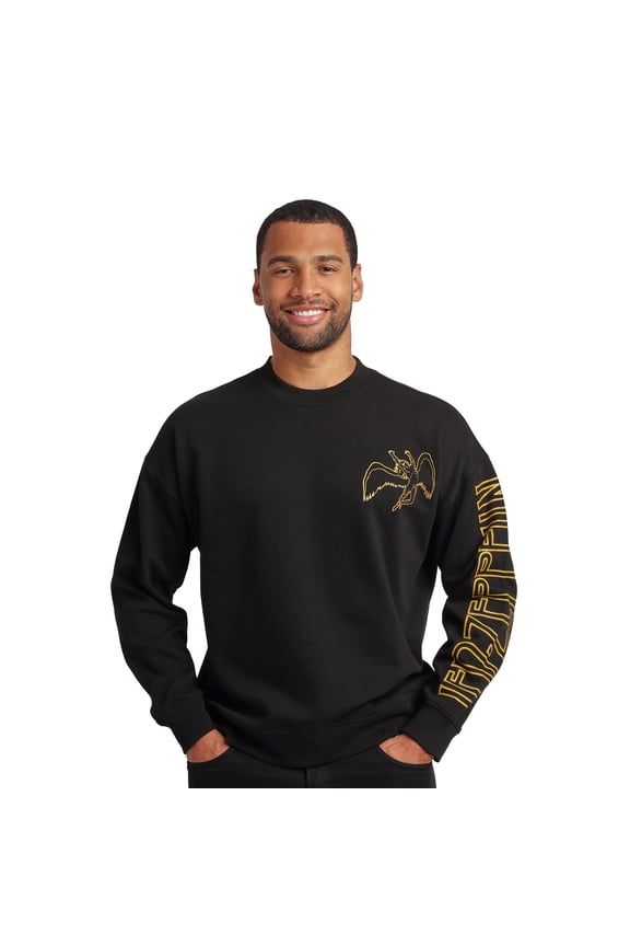 Led Zeppelin Swan Song Iconography Men's Oversized Black Crew Neck Sweatshirt  Xl
