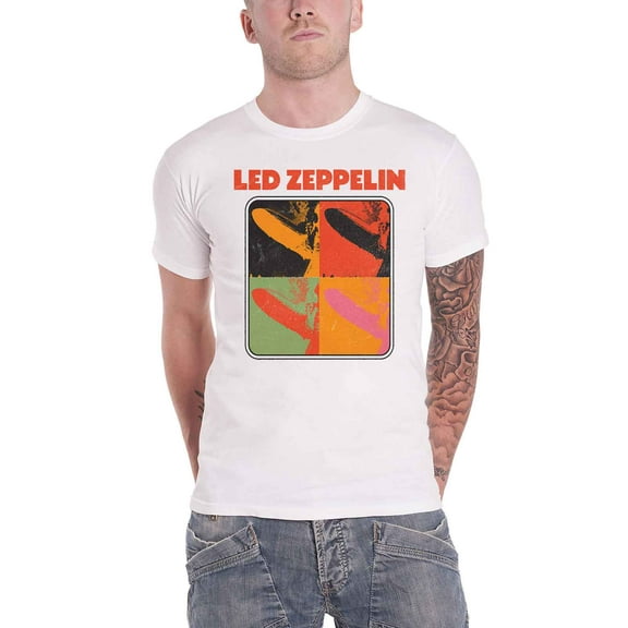 Led Zeppelin T Shirt LZ1 Pop Art Band Logo new Official Mens White