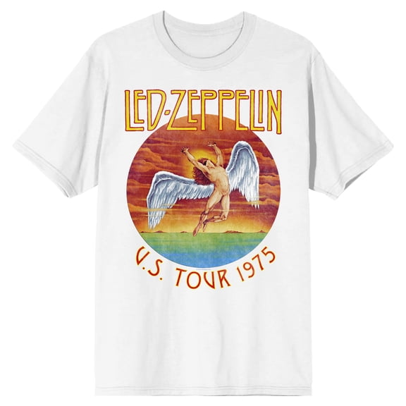 Led Zeppelin U.S. Tour 1975 Men's White Short Sleeve Tee - Large