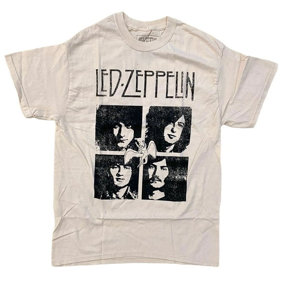 Led-Zeppelin Unisex Sizing Officially Licensed Vintage Graphic Print Tee T-Shirt (Small/Medium, Cream)