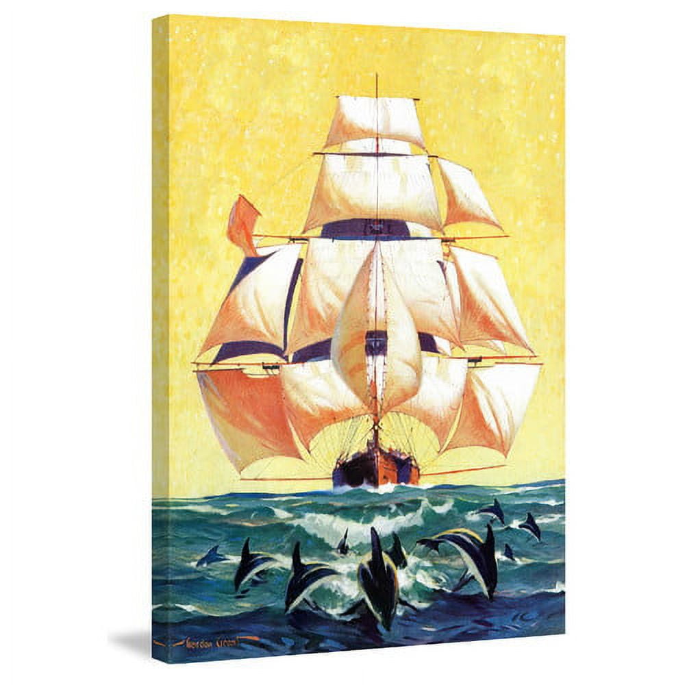 "Led by Dolphins" Painting Print on Wrapped Canvas