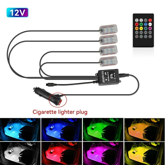 Led car interior ambient foot strip light kit accessories backlight remote app music control auto rgb decorative lamp