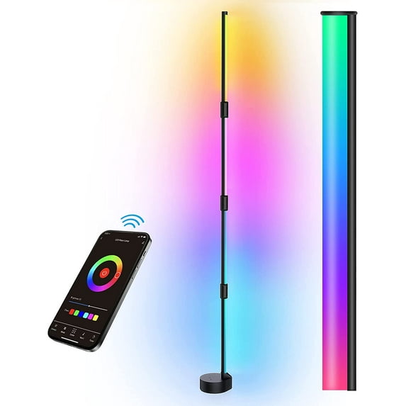 Led floor Lamp, RGB Color Changing Corner Lamp with App& Voice Control, Dimmable Modern Standing Light 56 Tall Led Lamp for Living Room, Bedroom, Gaming Room, Simple Installation & Music Sync