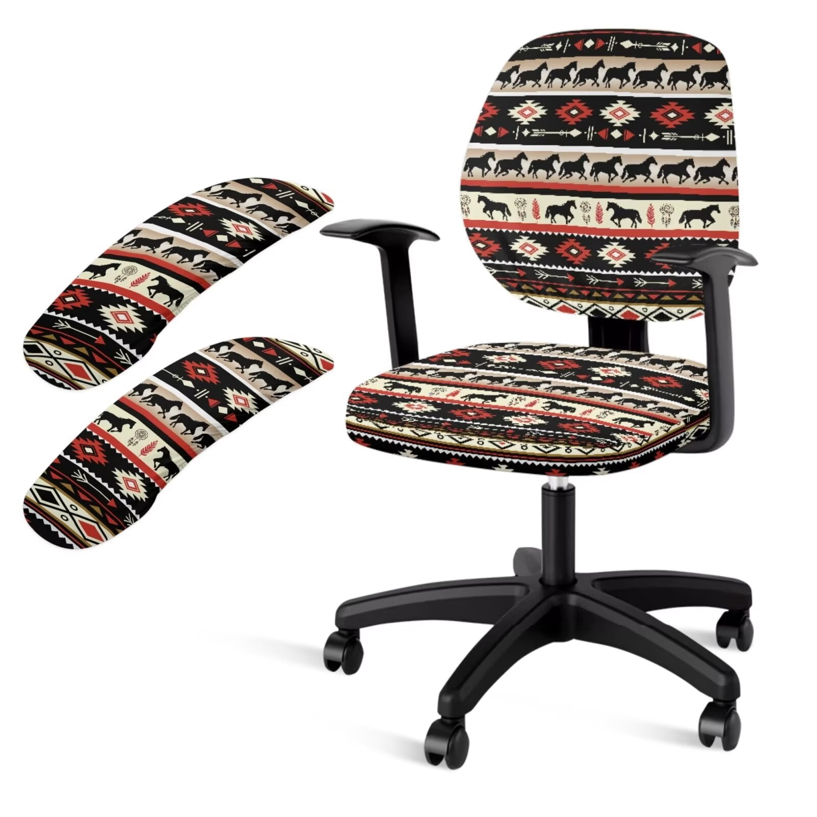 LedBack Aztec Horse Print Office Chair Seat Cover Set, Anti-Skid ...