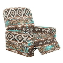 LedBack Aztec Leopard Print Recliner Slipcovers Stretch Recliner Cover 4-Pieces Non Slip Lazy Boy Chair Cover for Pet Washable Reclining Chair Covers Easy to Install, Brown