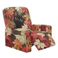 thumbnail image 1 of LedBack Black Cat Print Recliner Slipcovers 4-Pieces Maple Leaves Print Lazyboy Covers Washable Stretch Lazy Boy Chair Slipcover for Living Room Fitted Sofa Couch Cover, Red, 1 of 8