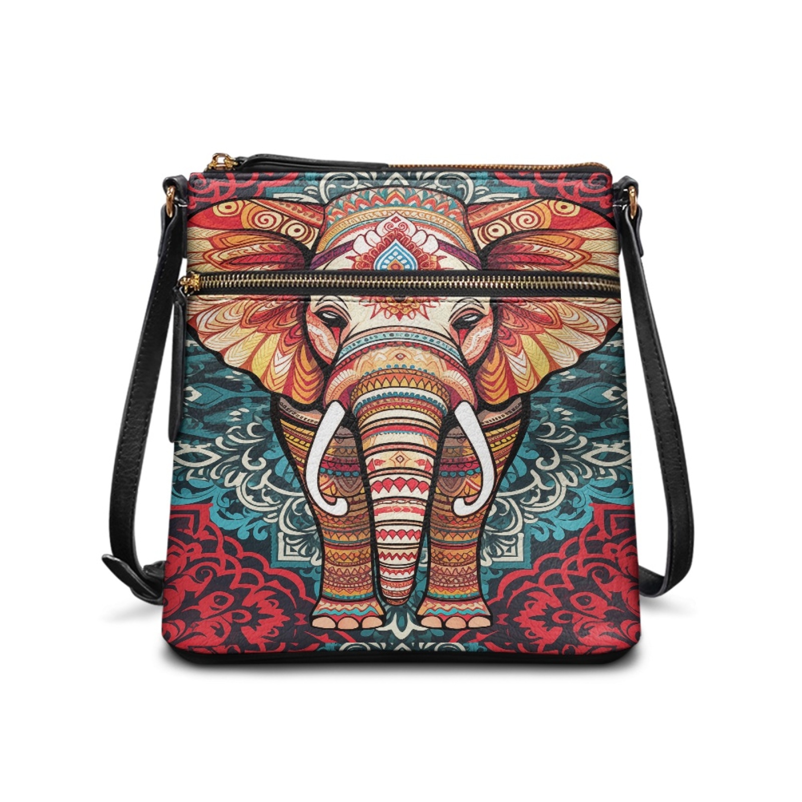LedBack Boho Elephant Leather Crossbody Satchel Bags for Women Lady, Medium Size Hobo Bag Shoulder Handbag Sling Messenger Purse Cross Body Handbag for Party Travel, Red