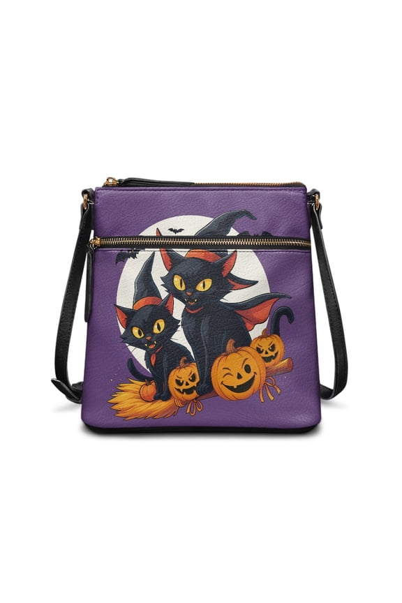Butterfly Cat Printed Crossbody Hobo Bag Womens Crossbody Purse Satchel Messenger Bag Anti-Theft Leather Satchel Purse Cross Body Handbag for Party, Purple