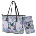 thumbnail image 1 of LedBack Butterfly Hydrangea Print Handbag and Purse Set Waterproof Top Handle Shoulder Bag with Matching Wallet Leather Totes Wallet and Purse Set, Purple, 1 of 4
