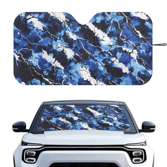 LedBack Camo Print Car Windshield Sunshade Foldable Reflective Sun Visor with Storage Bag Ultraviolet-Proof Automotive Interior Sun Protection for Truck Sedan SUV, Blue