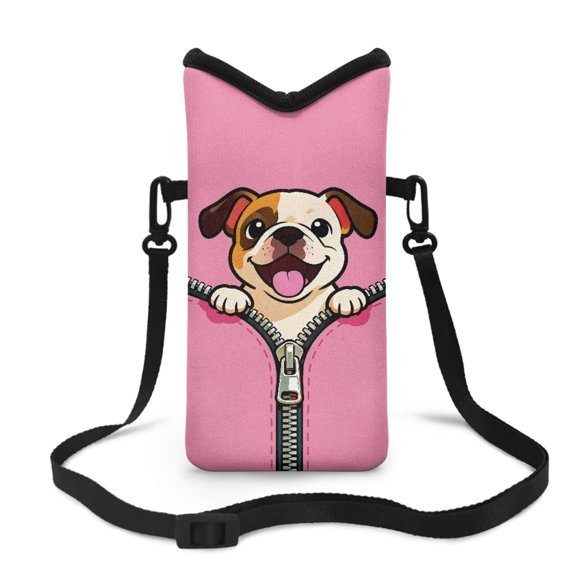 LedBack Cartoon Dog Print Cell Phone Pouch with Strap Neoprene Cell Phone Sleeve Pouch Case Bag for Women Men Lightweight Protective Cellphone Purse Bag for iPhone Samsung