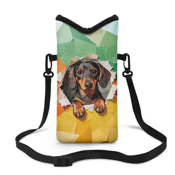 LedBack Dachshund Dog Print Mobile Phone Bag for Women Neoprene Cell Phone Sleeve Pouch Case Bag with Adjustable Strap Protective Cellphone Sleeve Pouch for iPhone Samsung