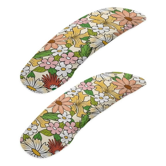 LedBack Flower Print Stretchy Chair Slipcovers Set of 2, High Elastic Soft Floral office Chair Armrest Covers for Swivel Chairs Armrest Chairs Arms