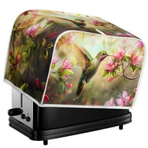 LedBack Hummingbird Print Toaster Cover, Peach Flower Print Kitchen Broiler Cover Fits Most Standard 2 Slice Toasters Anti-dust, Washable Toaster Dust Cover for Anti Fingerprint
