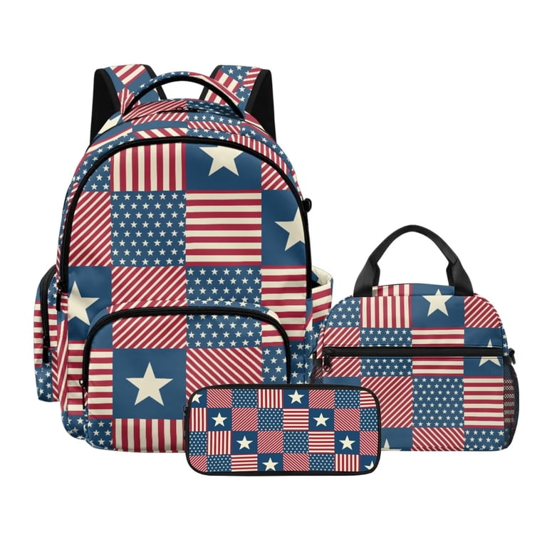 LedBack Kids Backpack Set for Teens, American Flag Print  display picture 2