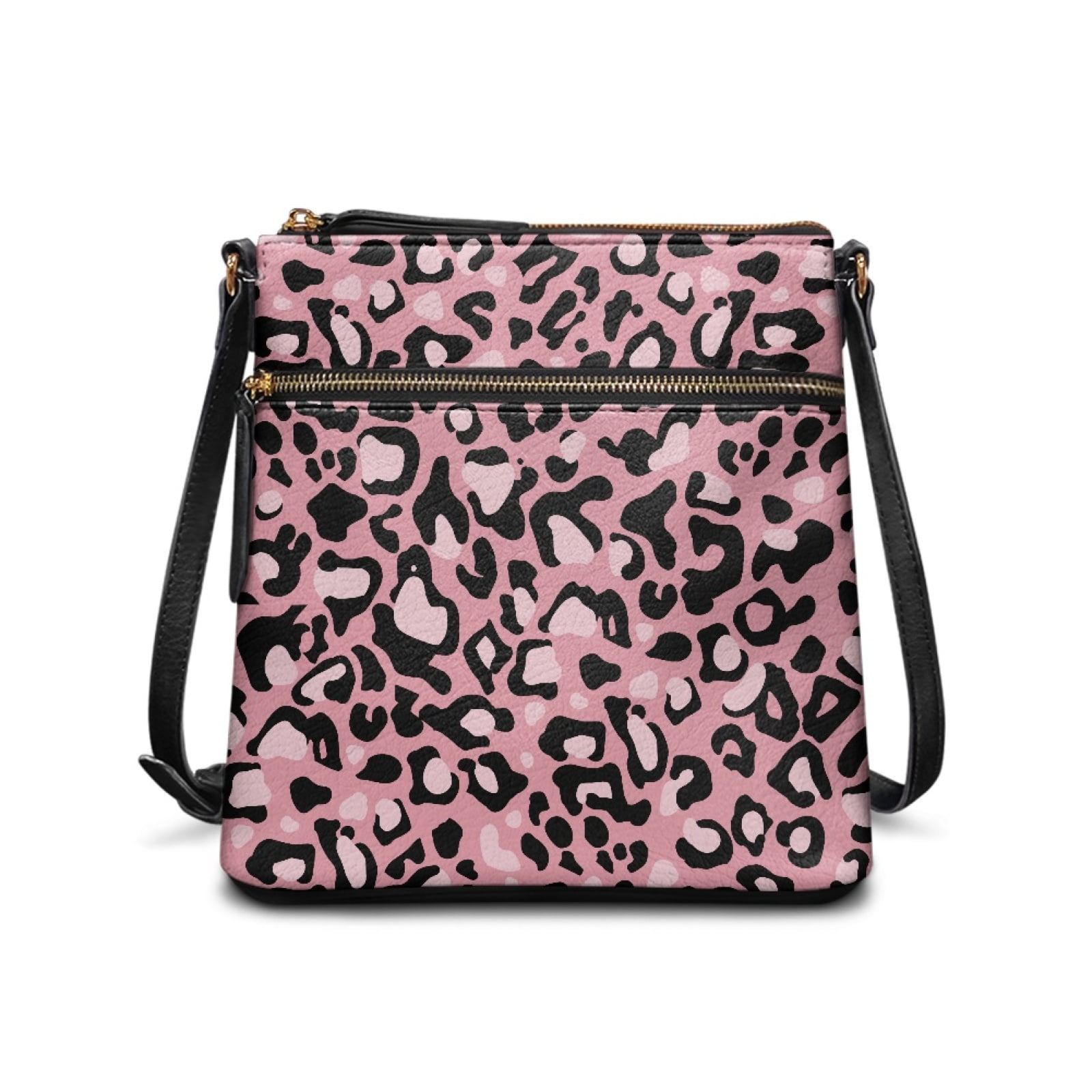 LedBack Leopard Print Leather Hobo Purses for Women Crossbody Bags Medium Size Portable Cross Body Shoulder Purse with Adjustable Strap for Travel Shopping Working, Pink