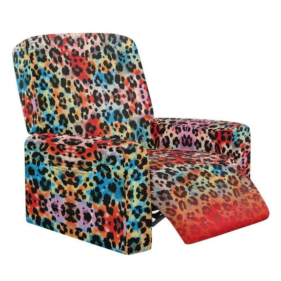 LedBack Leopard Print Recliner Chair Covers 4 Pieces Stretch Couch Slipcovers for Home Non Slip Lazyboy Recliner Chair Cover for Living Room Easy to Install, Multicolor