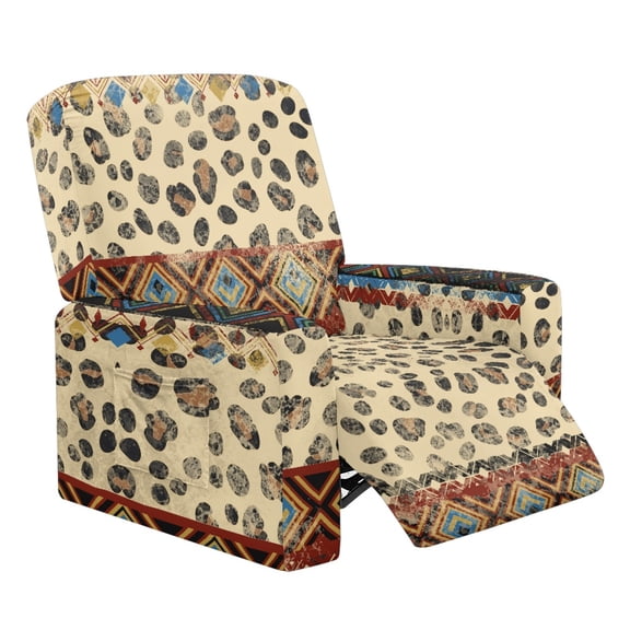 LedBack Leopard Print Recliner Chair Slipcover Dustproof Tribal Pattern Lazyboy Covers Non Slip Sofa Cover Couch Covers with Storage Pockets 4 Pieces Furniture Protector, Yellow