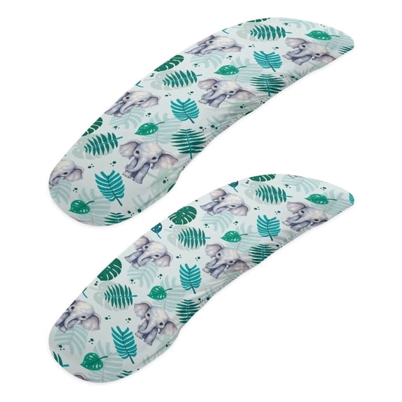LedBack Office Chair Armrest Slipcovers Set of 2, Elephant Monstera Print Armrest Slipcovers Pads Covers, Removable Washable Stretchy Arm Coves Protectors for Office Chair, Pink