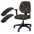 thumbnail image 1 of LedBack Office Chair Seat Cover Set of 4, Dragonfly Flower Print Office Chair Seat and Back Cover Set with Armrest Covers, Stretchable Anti-Slip Rotating Chair Cover Desk Chair Cover, 1 of 4