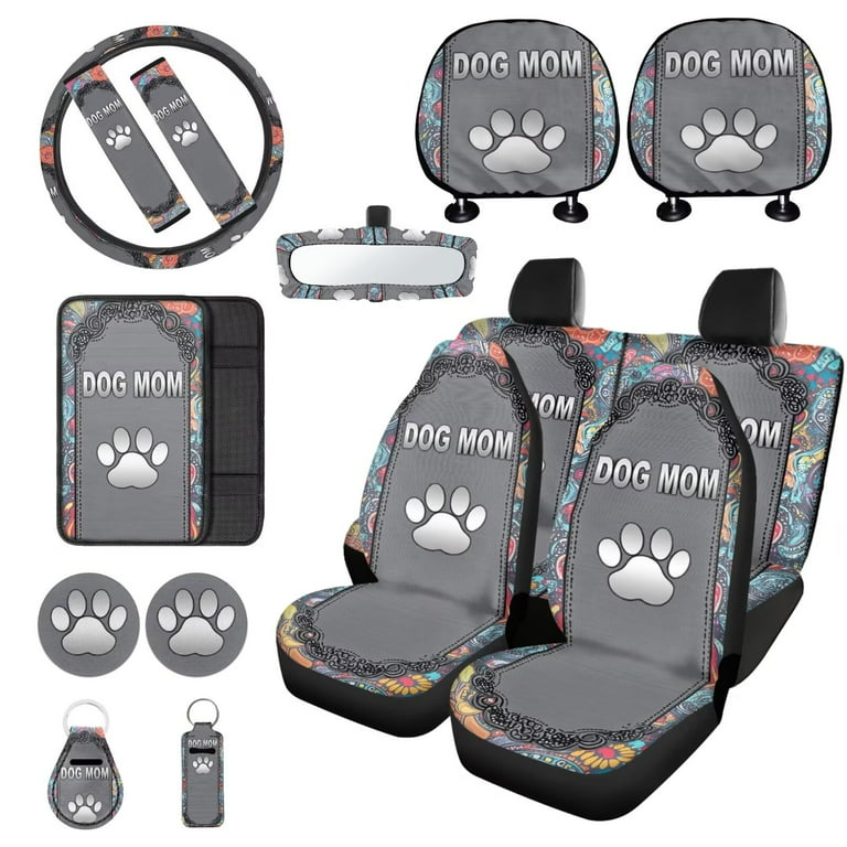 LedBack Paw Print Car Seat Cover Set 15 Pieces Floral Print