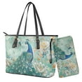 thumbnail image 1 of LedBack Peacock Butterfly Print Leather Purses for Women Peony Print Top Handle Shoulder Bag Wristlet Leather Wallet Zipper Handbag and Purse Set for Travel, 1 of 4