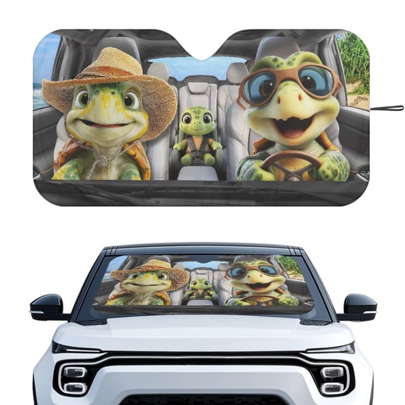 LedBack Sea Turtle Print Car Windshield Sun Shade Visor Ultraviolet-Proof Auto Sunshade Front Window Foldable with Storage Bag, Suitable for Most Cars