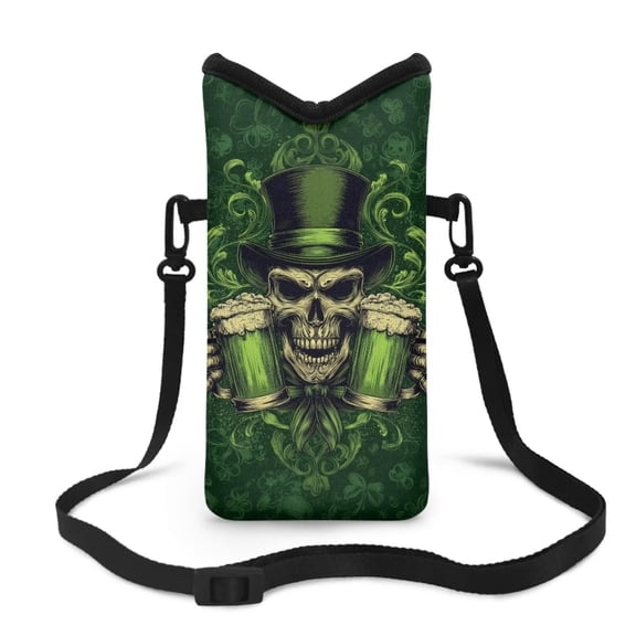 LedBack Skull Print Cell Phone Pouch Bag Waterproof & Lightweight Cellphone Sleeve Pouch for Women Men Neoprene Mobile Phone Bag Crossbody