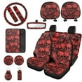 thumbnail image 1 of LedBack Skull Printed Car Seat Cover Full Set Automotive Steering Wheel Covers Decorative Car Rear View Mirror Protector Non Slip Armrest Pads Covers Auto Interior Accessories Set of 15, Red, 1 of 3