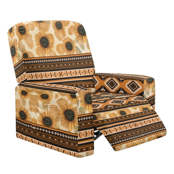 LedBack Sunflower Print Stretch Lazy Boy Chair Cover for Pets Non Slip Aztec Southwest Reclining Slipcovers Soft Sofa Slipcover Washable Furniture Protector for Christmas Decor, Yellow
