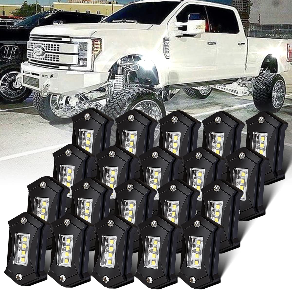 LedNenon R3 LED White SSF20 Rock Lights 20Pods Aluminum 6000K Super ...