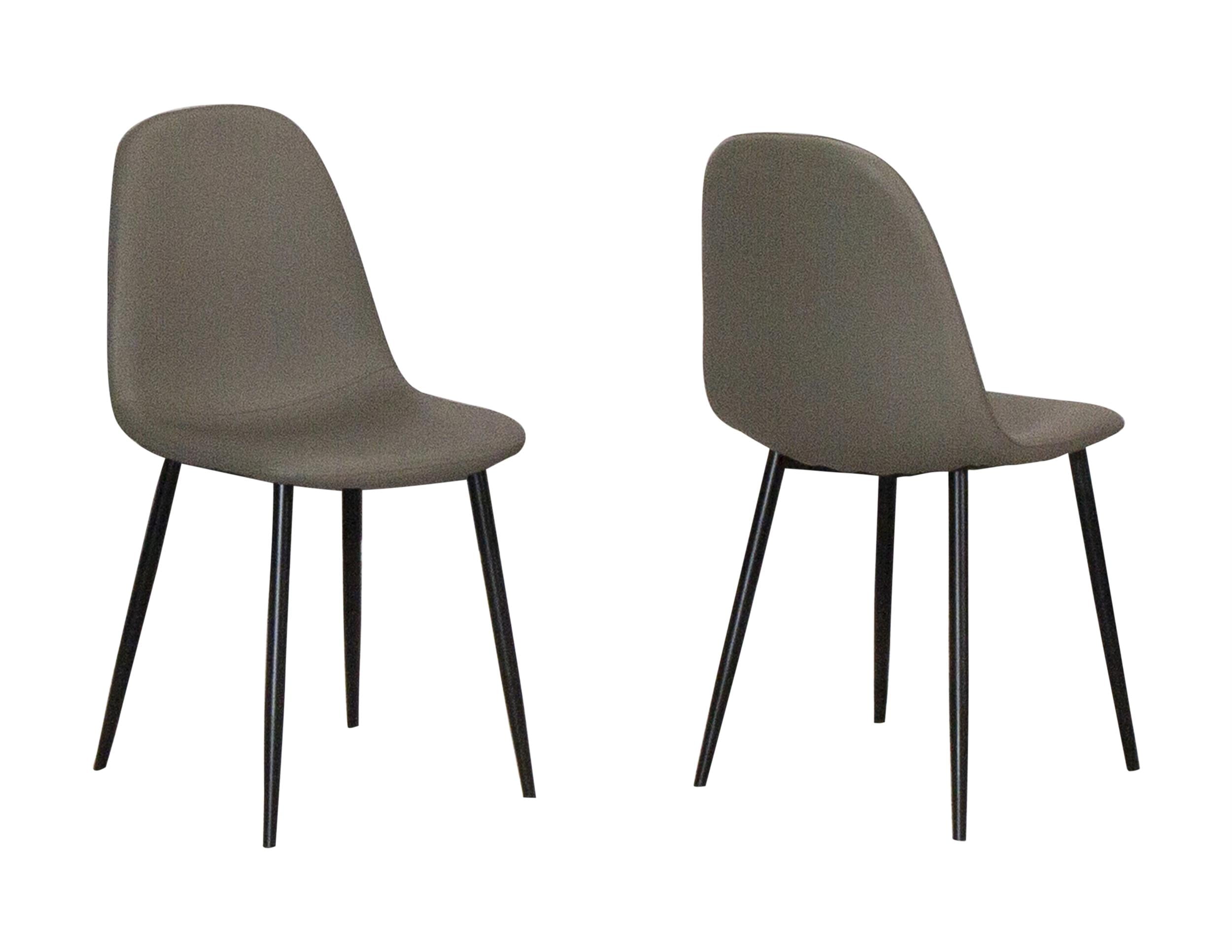 Leda Faux Leather Mocha Brown Dining Chairs Black Metal Legs Set of 2