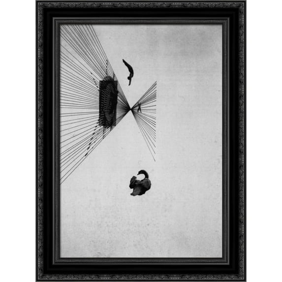 Leda and the Swan 20x24 Black Ornate Wood Framed Canvas Art by Moholy Nagy, Laszlo