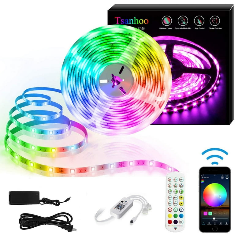 Tasmor LED Strip Light Music Sync 16.4ft, USB Powered LED Light Strip with  Remote Waterproof RGB 5050 Color Changing LED Strip TV Backlights for Home