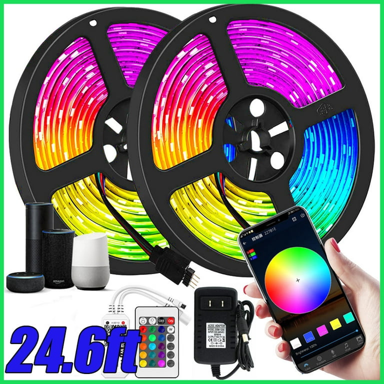LED Strip Lights 1-50ft Bluetooth 5050 RGB Room Party TV PC