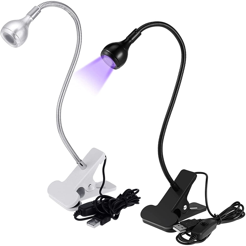 1pc UV LED Light Fixtures With Gooseneck And Clamp, Mini Desk Light Clamp  Portable Gooseneck For Outdoor Stall Gel Nail Curing, 5V USB Input