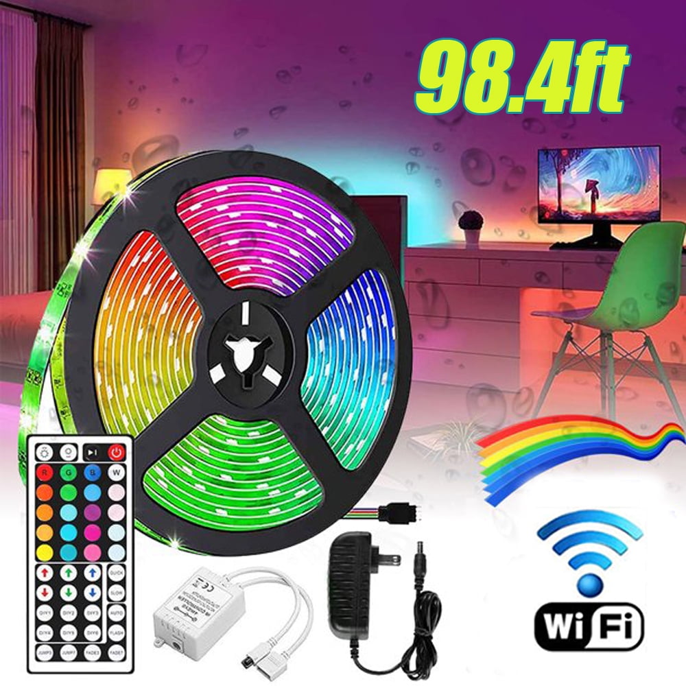 Ledander 24.6ft Bedroom LED Light,App Controlled Music Sync Color  Change,Extra Long RGB 5050 LED Light Strip with 24 Button IR Remote Control  for