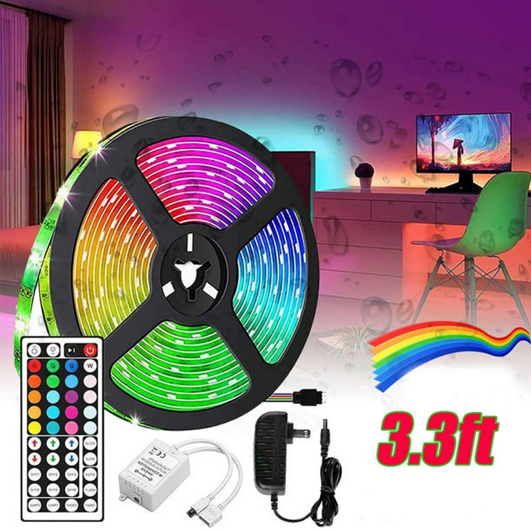 Ledander Bedroom LED Light 3.3ft, RGB LED Light Bar, 5050 LED Color  Changing Tape Light, with 24 Button Remote Control and 5V Power Supply,  Room LED Light Strip, TV Backlight, Kitchen, Bar，USB