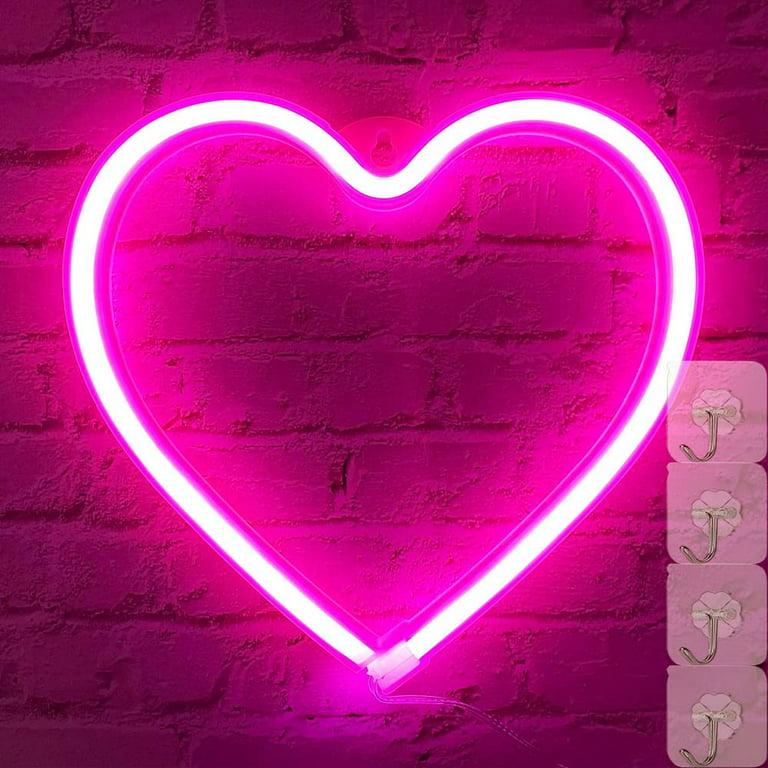Ledander Heart Neon Signs, USB or 3-AA Battery Powered Neon Light, LED  Lights, Tabletop Decor, Girls Bedroom Wall Decor, Kids Birthday Gift,  Wedding Party Supplies, Business Gifts, Signs neon 